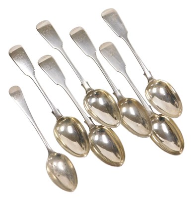 Lot 121 - A set of six Victorian silver Fiddle pattern...