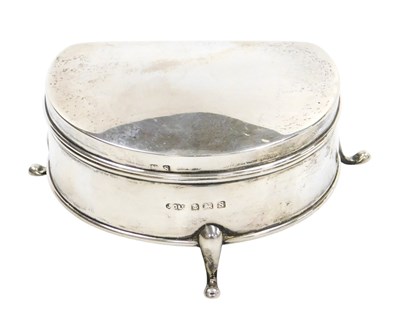 Lot 125 - A George V silver demi lune dressing table box,...
