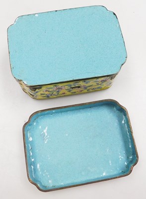 Lot 86 - A Chinese yellow enamel box and cover, of...