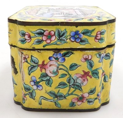 Lot 86 - A Chinese yellow enamel box and cover, of...