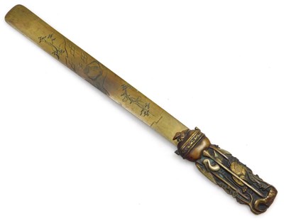 Lot 87 - A Meiji period brass and copper page turner,...