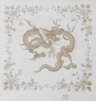 Lot 89 - A late 19thC Chinese stumpwork type panel,...