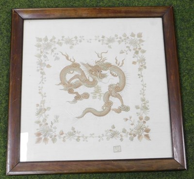 Lot 89 - A late 19thC Chinese stumpwork type panel,...