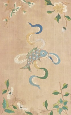 Lot 91 - Two 20thC Chinese silk sleeve panels,...
