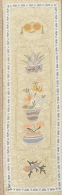 Lot 91 - Two 20thC Chinese silk sleeve panels,...