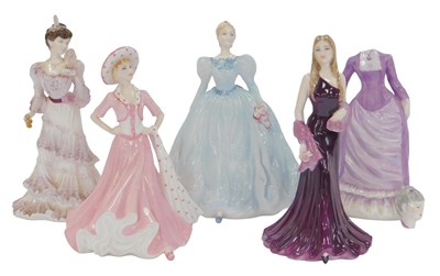 Lot 164 - Five Coalport porcelain figures, modelled as...