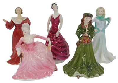 Lot 166 - Five Coalport porcelain figures, modelled as...
