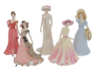Lot 170 - Five Coalport porcelain figures, modelled as...