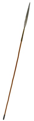 Lot 184 - A spear, with a forged iron tip, above brass...