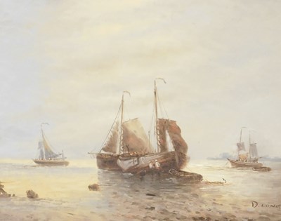 Lot 145 - D. Long (20thC). Fishing Vessels At Below Tide,...