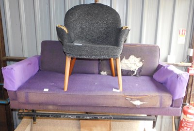 Lot 1135 - A 1970s two seater sofa, upholstered in purple...