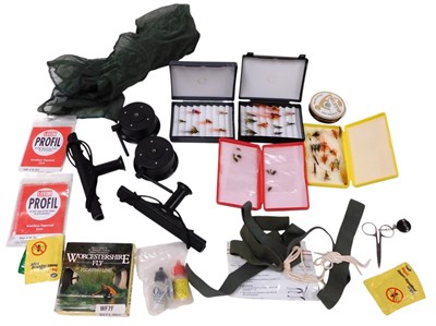 Lot 161 - A fishing tackle bag, a selection of boxed...