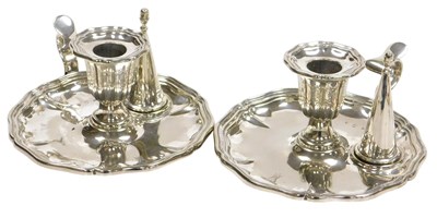 Lot 299 - A pair of Victorian silver plated chamber...