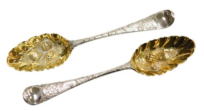 Lot 313 - A pair of George III silver and gilt berry...