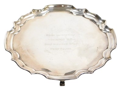 Lot 317 - A George V silver piecrust salver, later...
