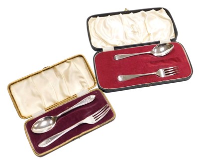 Lot 330 - An Elizabeth II silver spoon and fork, initial...