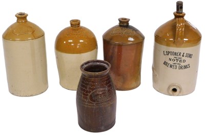 Lot 166 - A group of 19thC stoneware flagons and jars,...