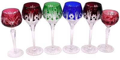 Lot 184 - A set of four 20thC Bohemian glass long...