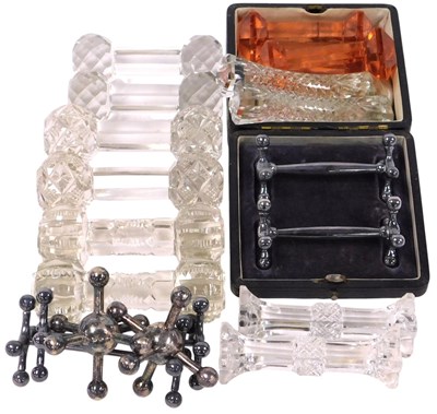 Lot 185 - A group of 19thC silver plate and glass knife...
