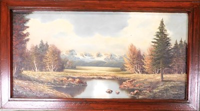 Lot 2229 - 20thC School. Alpine landscape with river and...