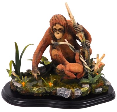 Lot 253 - A Country Artists Orangutan figure group,...