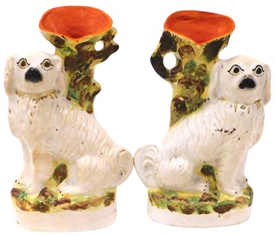 Lot 258 - A pair of 19thC Staffordshire Spaniel flat...