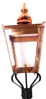 Lot 340 - A copper and cast iron outdoor lantern, with a...