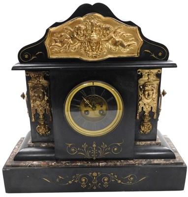 Lot 356 - A late 19thC French black slate marble and...