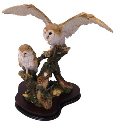 Lot 360 - A painted composition group, modelled as two...