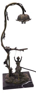 Lot 361 - A brass Art Nouveau style table lamp, modelled...