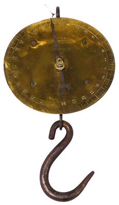 Lot 363 - A brass Salters spring balance, to weigh 28lb,...