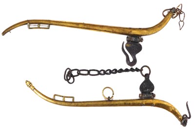 Lot 299 - A pair of solid brass No. 2 patent horse hames,...