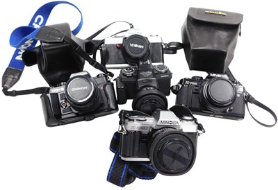 Lot 379 - Five Minolta cameras, comprising an XG2, an...