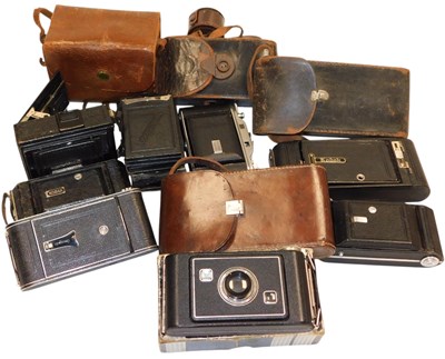 Lot 382 - Seven Bellows cameras, to include Jiffy Kodak...