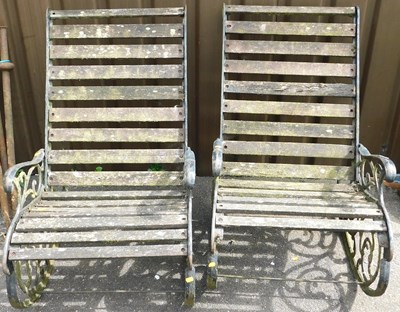 Lot 450 - A pair of Victorian style cast metal slatted...