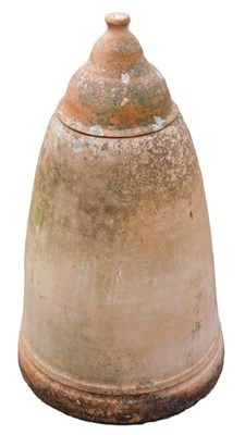 Lot 453 - A terracotta rhubarb forcer, with domed cover,...