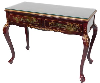 Lot 459 - A late 20thC lacquer and chinoiserie decorated...