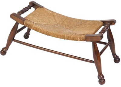 Lot 504 - A rush seated turned oak Thebes style concave...