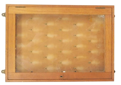Lot 508 - A glazed oak wall mounted key box, 74cm high,...