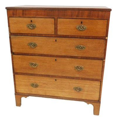 Lot 532 - An early 19thC mahogany crossbanded oak chest,...