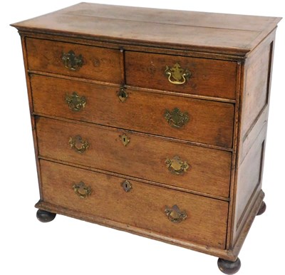 Lot 541 - An 18thC oak split chest, of two short and...
