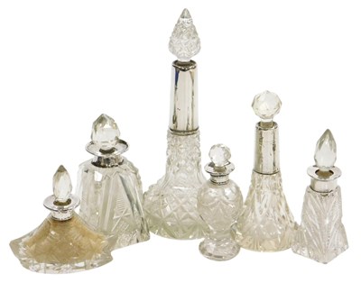 Lot 585 - Six Victorian and later cut glass scent...