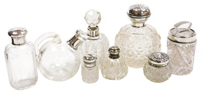 Lot 586 - Eight Victorian and later cut glass scent...