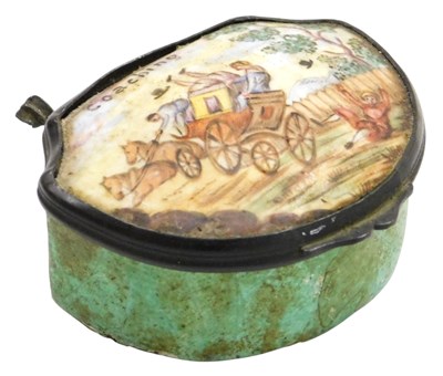 Lot 593 - An early 19thC Bilston enamel snuff box,...
