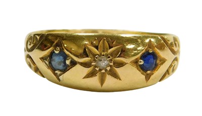 Lot 600 - An Edwardian 18ct gold sapphire and diamond...