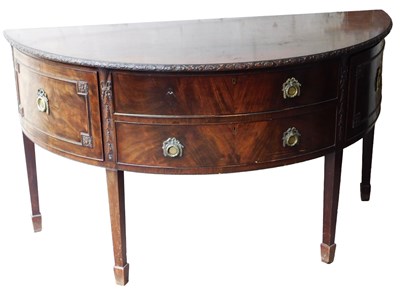 Lot 647 - An Edwardian Adam style demilune bow front...