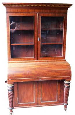 Lot 648 - A William IV mahogany piano top bureau...