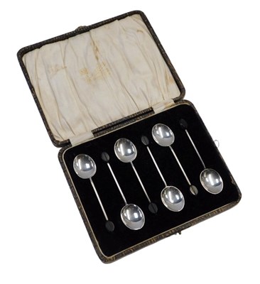 Lot 239 - A set of six George V silver coffee spoons,...