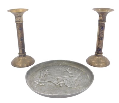 Lot 261 - An Art Deco Danish pewter dish, decorated in...