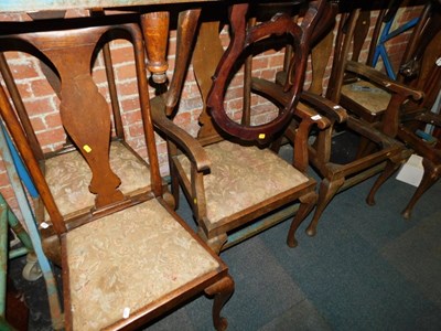 Lot 1062 - Six Queen Anne dining chairs, including two...